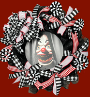 Scary Clown Halloween Wreath, Movie Inspired Front Door Decor, Seasonal Holiday Halloween Decoration