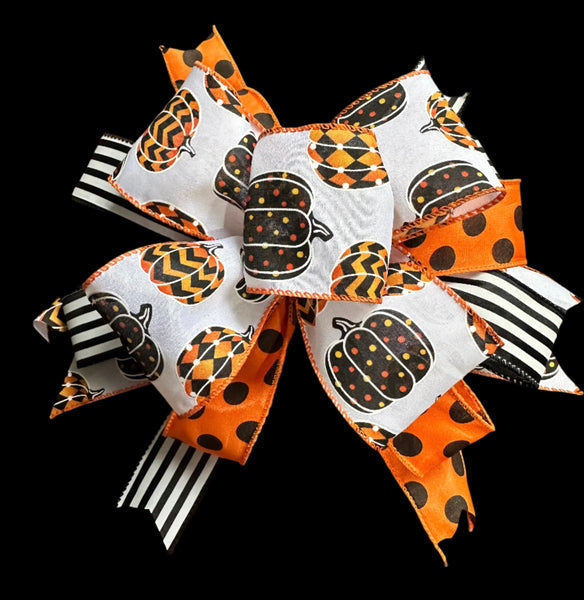 Pattern Pumpkin Halloween Clip-on Bow 12"x12"