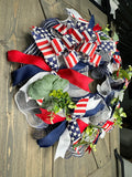 Patriotic Wreath, USA Flag Wreath, Red, White & Blue Memorial Day Wreath, 4th of July Wreath, Independence Day Wreath, Handmade Front Door Patriotic Wreath