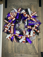 Football Wreaths, Ravens Football Wreaths, NFL Football Wreaths, MADE TO ORDER 7-10 days for production ANY TEAM