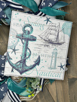 Nautical Collage Anchor, Sailboat, Anchor Lighthouse, Beach, Coastal Handmade Wreath