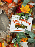 Fall Farm Truck Wreath, Farm Fresh Pumpkins, Handmade 24" Fall Deco Mesh Wreath for Front Door