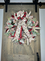 Merry Christmas Snowman Bow Handcrafted 24" Wreath