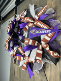 Football Wreaths, Ravens Football Wreaths, NFL Football Wreaths, MADE TO ORDER 7-10 days for production ANY TEAM