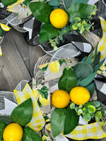 Black and White Spring and Summer Lemon Handmade Wreath