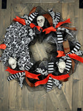 Halloween Wreath, Skull Halloween Wreath, Scary Halloween Door Decor