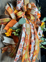 Fall Farm Truck Wreath, Farm Fresh Pumpkins, Handmade 24" Fall Deco Mesh Wreath for Front Door