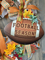 Fall Football Season Wreath, Autumn Football Handmade 24" Deco Mesh Wreath for Front Door