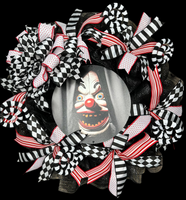 Scary Clown Halloween Wreath, Movie Inspired Front Door Decor, Seasonal Holiday Halloween Decoration