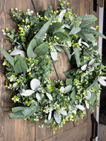 CHANGABLE CLIP-ON BOW WREATH!  Grapevine Greenery Country Farmhouse Wreath for Clip On Bows - BOW MUST BE PURCHASED SEPERATELY