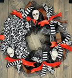 Halloween Wreath, Skull Halloween Wreath, Scary Halloween Door Decor