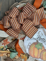 Hello Fall Farmhouse Wreath, Fall Wreath, Fall Handmade 24" Deco Mesh Wreath for Front Door