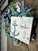 Nautical Collage Anchor, Sailboat, Anchor Lighthouse, Beach, Coastal Handmade Wreath