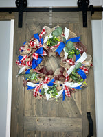Patriotic Wreath, Country Patriotic Wreath, Red, White & Blue Memorial Day Wreath, 4th of July Wreath, Independence Day Wreath, Handmade Front Door Patriotic Wreath