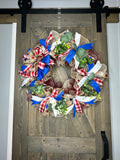 Patriotic Wreath, Country Patriotic Wreath, Red, White & Blue Memorial Day Wreath, 4th of July Wreath, Independence Day Wreath, Handmade Front Door Patriotic Wreath