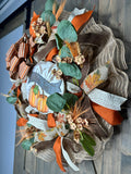 Hello Fall Farmhouse Wreath, Fall Wreath, Fall Handmade 24" Deco Mesh Wreath for Front Door