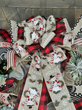 Merry Christmas Snowman Bow Handcrafted 24" Wreath