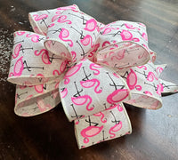 Pink Flamingo Clip-on Bow 12"x12 x 4"