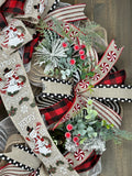 Merry Christmas Snowman Bow Handcrafted 24" Wreath