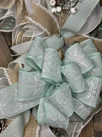 Winter Snowflake Wreath, Mint Green Snowflake 24" Wreath for front door