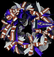 Football Wreaths, Ravens Football Wreaths, NFL Football Wreaths, MADE TO ORDER 7-10 days for production ANY TEAM