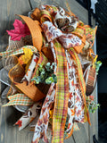 Fall Football Season Wreath, Autumn Football Handmade 24" Deco Mesh Wreath for Front Door