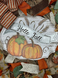 Hello Fall Farmhouse Wreath, Fall Wreath, Fall Handmade 24" Deco Mesh Wreath for Front Door