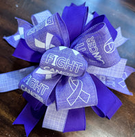 Fight Cancer Purple Pancreatic Cancer Awareness November Clip-on Bow 12"x12"