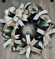 Winter Wreath, New Years Wreath, Winter Snowflake Wreath, Rose Gold, Gold and Silver Handcrafted 24" Wreath