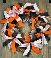 Custom Team Baseball Wreath, Custom Baseball Handmade 24" Wreath - you pick the team and colors- processing time is 7-10 business days for this wreath.