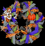 Halloween Pumpkin Wreath for Front Door, Welcome Halloween Wreath, Halloween Door Decor