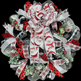 Snowman Wreath, Red, Black and White Snowman Winter Wreath