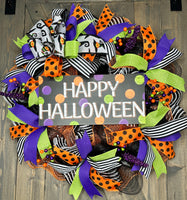 Happy Halloween Wreath, 24" Deco Mesh Halloween Wreath