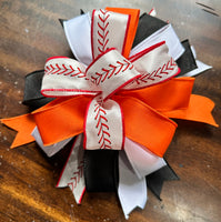 Clip-On Bow for Wreaths, Baseball Clip-On Bow for Home Decor, Baseball Bow (CUSTOM COLORS)