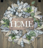 Gray and Beige Farmhouse Shabby Chic Cottage Rustic Year-Round Handmade Home Front Door Wreath