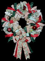 Christmas Front Door Wreath, Handcrafted 24" Farmhouse Christmas Wreath