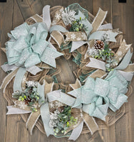 Winter Snowflake Wreath, Mint Green Snowflake 24" Wreath for front door