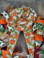 Fall Gold Pumpkin Handmade 24" Deco Mesh Wreath, Fall Wreath for Front Door