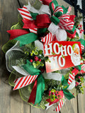 Ho Ho Ho Vintage Santa Christmas Wreath, Santa Clause Christmas Wreath, Handmade 24" Christmas Wreath for front door