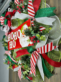 Ho Ho Ho Vintage Santa Christmas Wreath, Santa Clause Christmas Wreath, Handmade 24" Christmas Wreath for front door