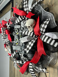 Happy Haunting Halloween Wreath, TALKING & LIGHT-UP Spooky Centerpiece Front Door Halloween Wreath