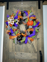 Halloween Pumpkin Wreath for Front Door, Welcome Halloween Wreath, Halloween Door Decor