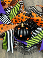 Halloween Pumpkin Wreath for Front Door, Welcome Halloween Wreath, Halloween Door Decor