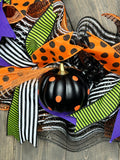 Halloween Pumpkin Wreath for Front Door, Welcome Halloween Wreath, Halloween Door Decor