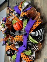 Halloween Pumpkin Wreath for Front Door, Welcome Halloween Wreath, Halloween Door Decor