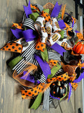 Halloween Pumpkin Wreath for Front Door, Welcome Halloween Wreath, Halloween Door Decor