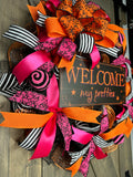 Welcome My Pretties Wreath, Halloween Wreath, Witch Halloween Wreath, Halloween Door Decor