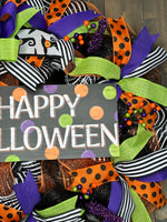 Happy Halloween Wreath, 24" Deco Mesh Halloween Wreath