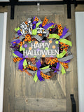 Happy Halloween Wreath, 24" Deco Mesh Halloween Wreath