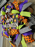 Happy Halloween Wreath, 24" Deco Mesh Halloween Wreath